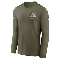 Men's Nike Olive Cincinnati Bengals 2025 Salute to Service Sideline Long Sleeve T-Shirt