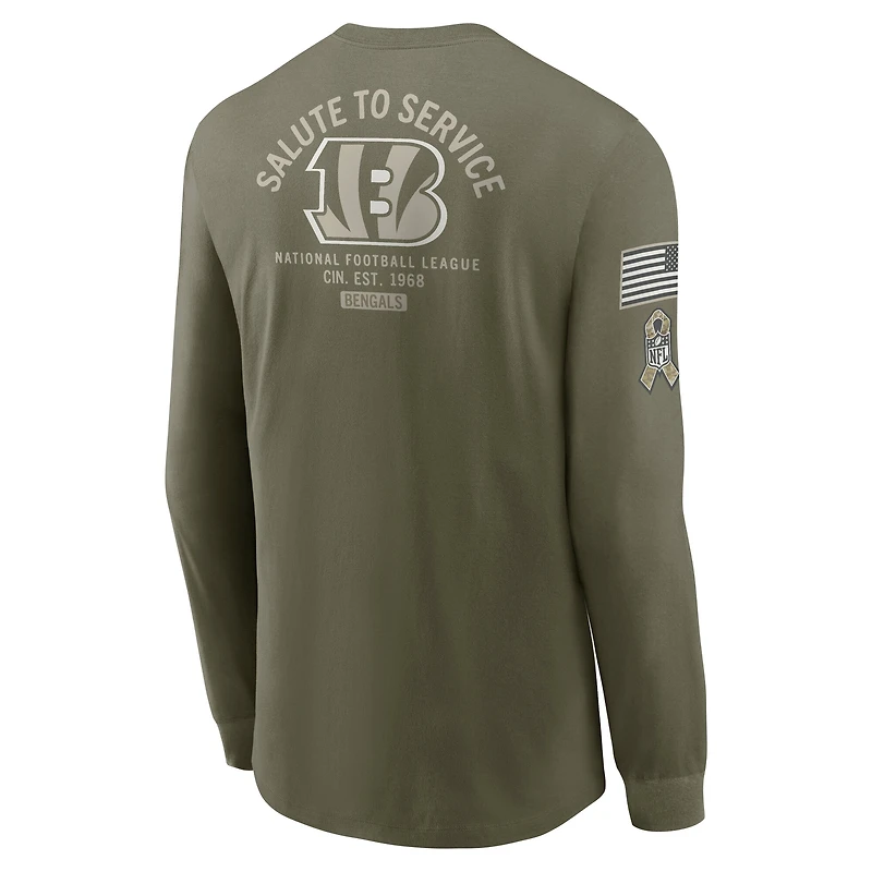 Men's Nike Olive Cincinnati Bengals 2025 Salute to Service Sideline Long Sleeve T-Shirt