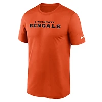 T-shirt Nike orange pour homme Cincinnati Bengals Primetime Legend Wordmark Dri-FIT