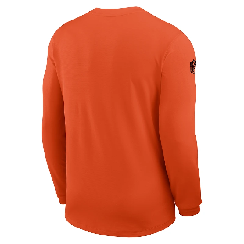 Maillot Nike orange à manches longues Sideline Coach UV Dri-FIT pour homme des Bengals de Cincinnati