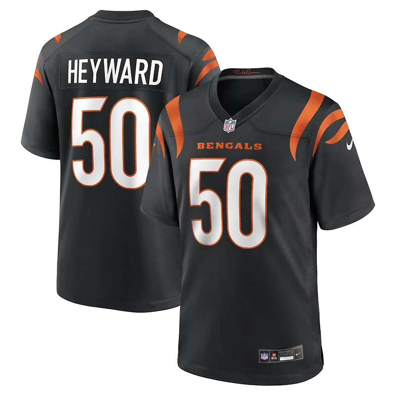 Men's Nike Shaka Heyward Black Cincinnati Bengals Team Game Jersey