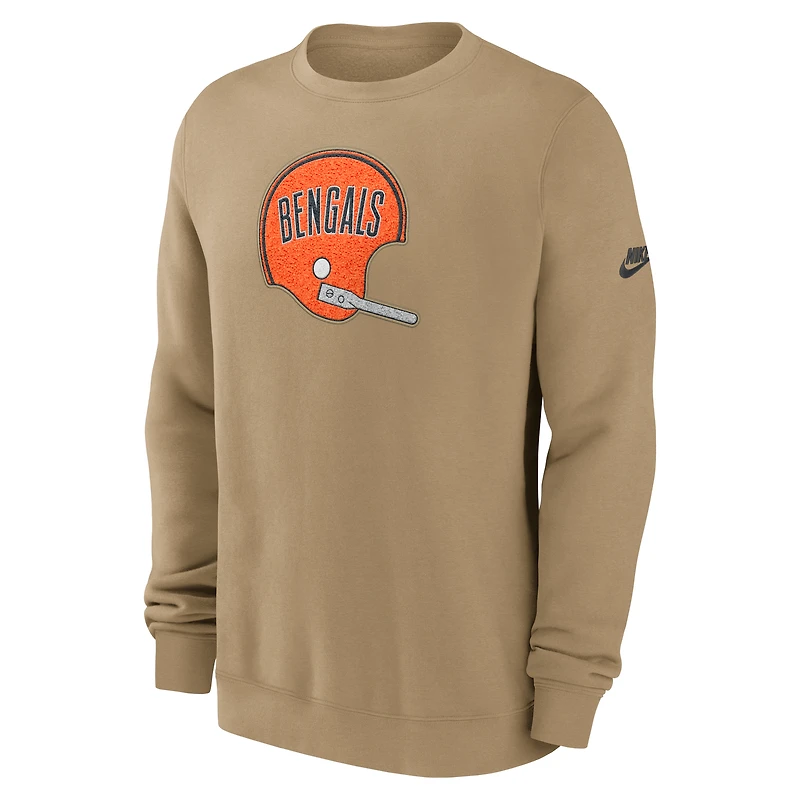 Men's Nike Tan Cincinnati Bengals Swing Pass Rewind Club Pullover Sweatshirt