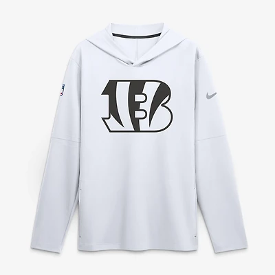 Men's Nike White Cincinnati Bengals Sideline Dri-FIT Long Sleeve Hooded T-Shirt