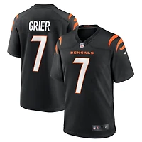 Maillot de match l'équipe Nike Will Grier pour hommes, noir, Cincinnati Bengals