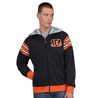 Men's Pro Player Black/Orange Cincinnati Bengals Helmet Full-Zip Hooded Track Jacket