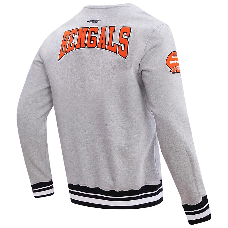 Men's Pro Standard Heather Gray Cincinnati Bengals Crest Emblem Pullover Sweatshirt