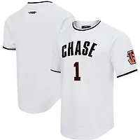 Haut Pro Standard Ja'Marr Chase blanc pour hommes des Bengals de Cincinnati en maille avec nom et numéro joueur