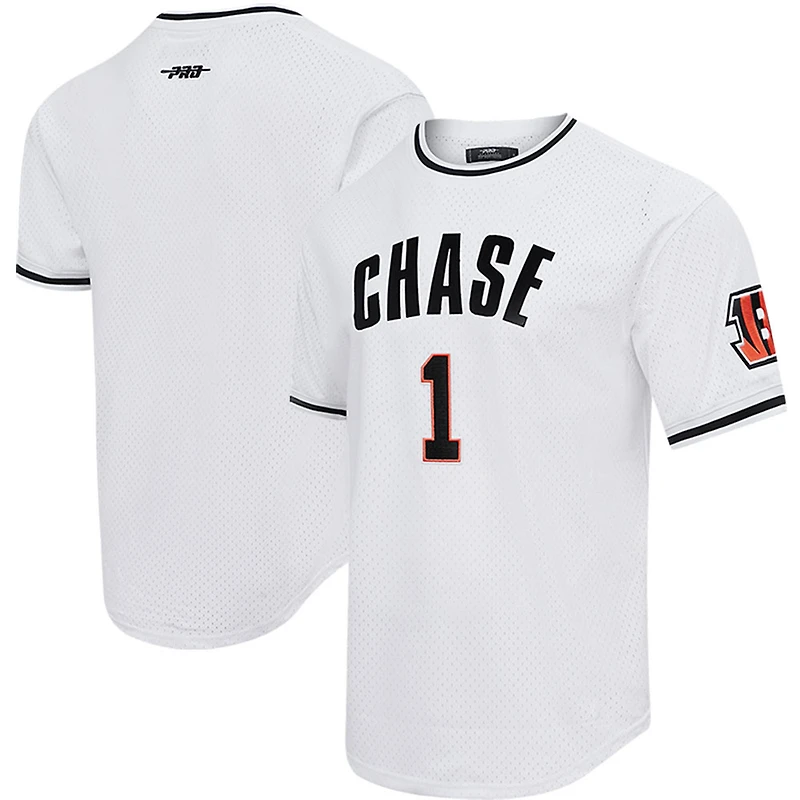 T-shirt homme Pro Standard Ja'Marr Chase blanc Cincinnati Bengals en maille avec nom et numéro du joueur