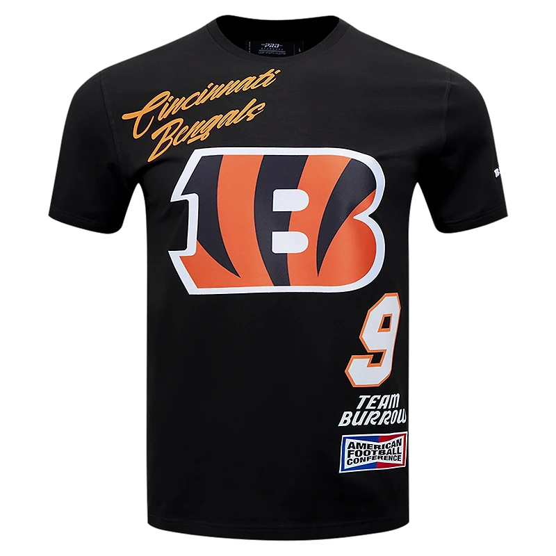 T-shirt Pro Standard Joe Burrow pour hommes, noir, Cincinnati Bengals Fast Lane, nom et numéro de joueur