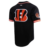 Men's Pro Standard Joe Burrow Black Cincinnati Bengals Mesh Baseball Button-Up T-Shirt