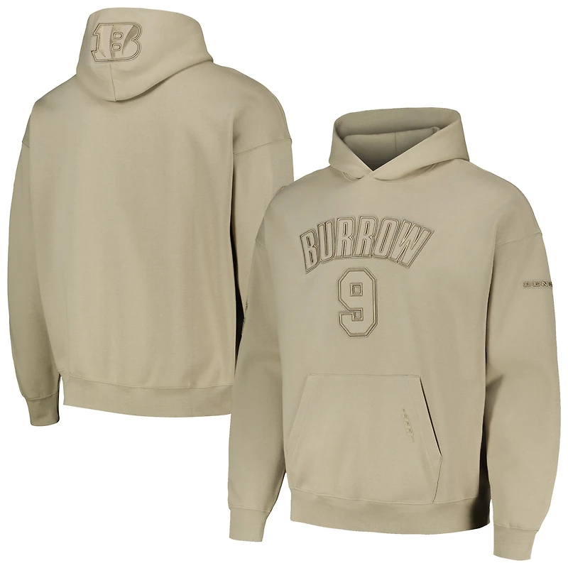 Sweat à capuche Pro Standard Joe Burrow Tan Cincinnati Bengals pour hommes, nom et numéro du joueur