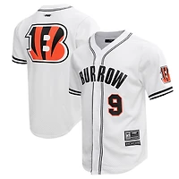 Men's Pro Standard Joe Burrow Cincinnati Bengals Mesh Baseball Button-Up T-Shirt