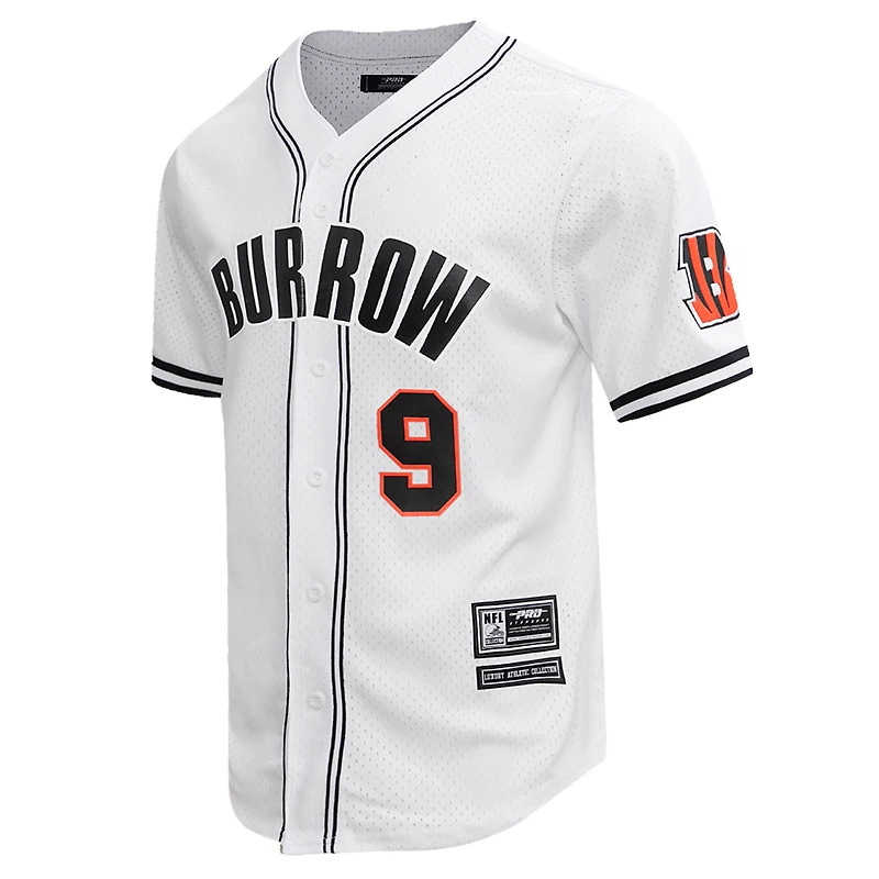 Men's Pro Standard Joe Burrow Cincinnati Bengals Mesh Baseball Button-Up T-Shirt