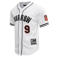 Men's Pro Standard Joe Burrow Cincinnati Bengals Mesh Baseball Button-Up T-Shirt