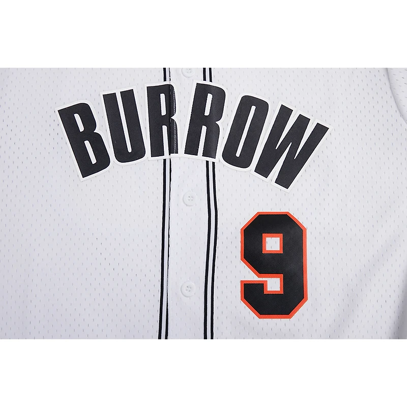 Men's Pro Standard Joe Burrow Cincinnati Bengals Mesh Baseball Button-Up T-Shirt