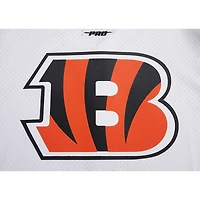 T-shirt de baseball boutonné en maille Pro Standard Joe Burrow pour hommes, blanc, Cincinnati Bengals