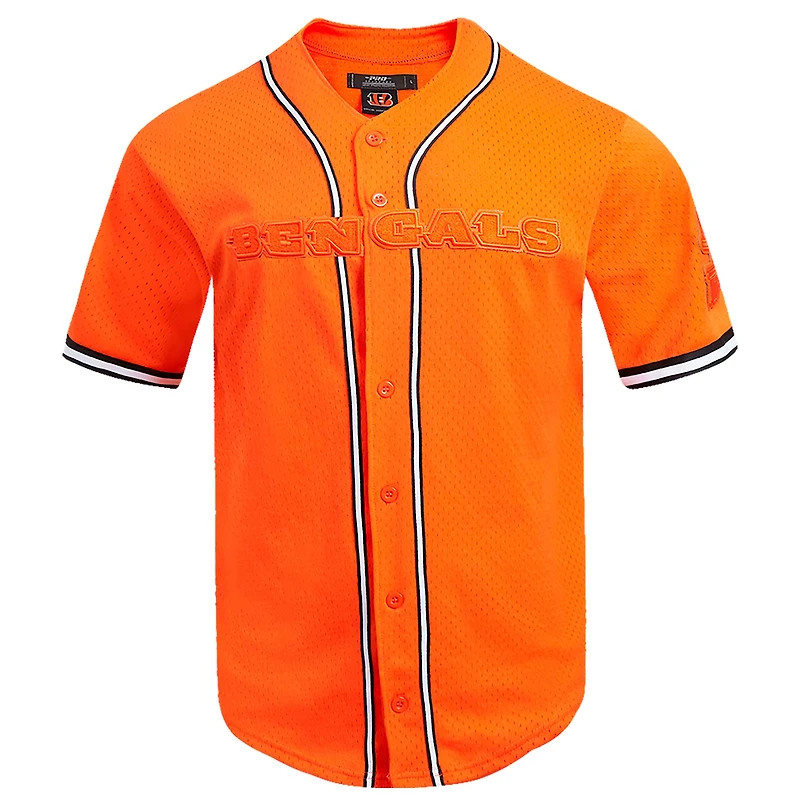Men's Pro Standard Orange Cincinnati Bengals Triple Tonal Mesh Button-Up Shirt
