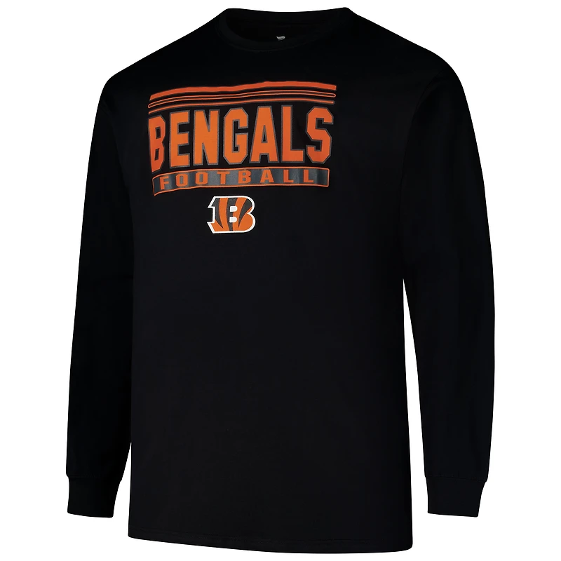 T-shirt à manches longues Pop Big & Tall pour homme avec profil noir des Bengals de Cincinnati