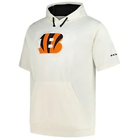 Men's Profile Oatmeal Cincinnati Bengals Big & Tall Chest Print and Logo Short Sleeve Pullover Hoodie