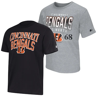 Men's Starter Black/Gray Cincinnati Bengals Two-Pack Logo T-Shirt Set