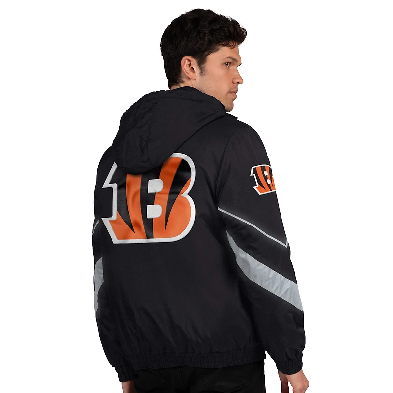 Veste zippée complète pour homme Starter noire/orange des Bengals de Cincinnati Thursday Night Gridiron