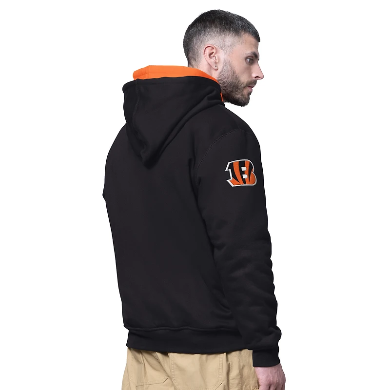 Sweat à capuche zippé double Big Shot Starter Black pour homme des Bengals de Cincinnati