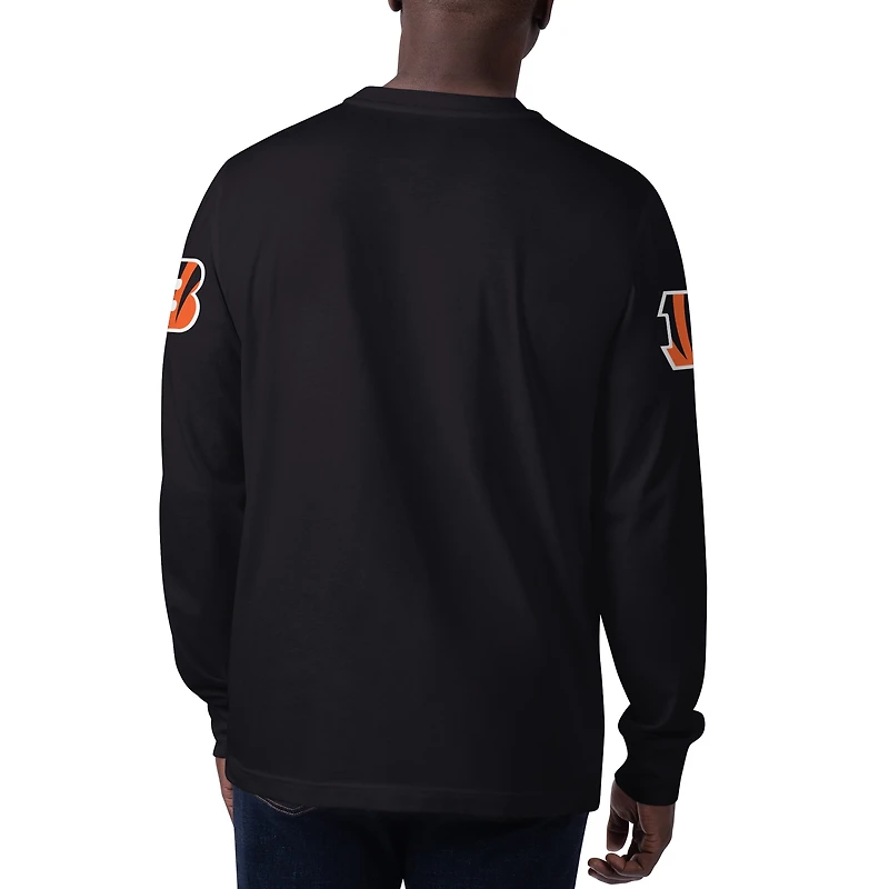 Men's Starter Black Cincinnati Bengals Clutch Hit Long Sleeve T-Shirt
