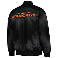Men's Starter Black Cincinnati Bengals Exclusive Satin Full-Snap Varsity Jacket