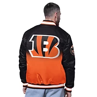 Men's Starter Black Cincinnati Bengals Pass Rush Varsity Full-Snap Jacket