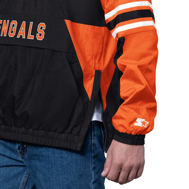Men's Starter Black Cincinnati Bengals Prospect Half-Zip Pullover