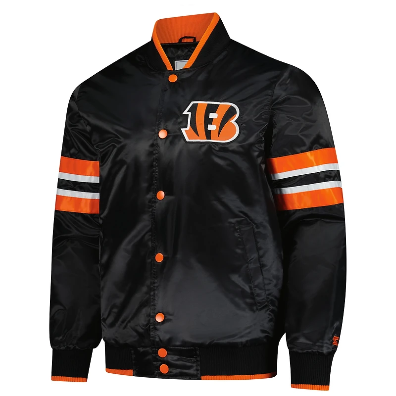 Men's Starter Black Cincinnati Bengals Scout I Full-Snap Varsity Jacket