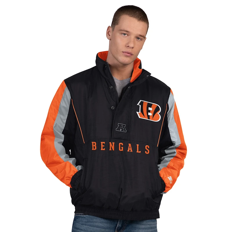 Men's Starter Black Cincinnati Bengals Thursday Night Gridiron Half-Zip Jacket