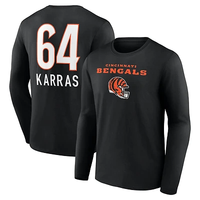 Men's Ted Karras Black Cincinnati Bengals Team Wordmark Name & Number Long Sleeve T-Shirt