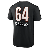 T-shirt noir Ted Karras pour homme avec nom et numéro de l'équipe des Bengals Cincinnati