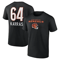 T-shirt noir Ted Karras pour homme avec nom et numéro de l'équipe des Bengals Cincinnati