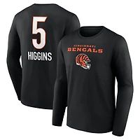 Men's Tee Higgins Black Cincinnati Bengals Team Wordmark Name & Number Long Sleeve T-Shirt