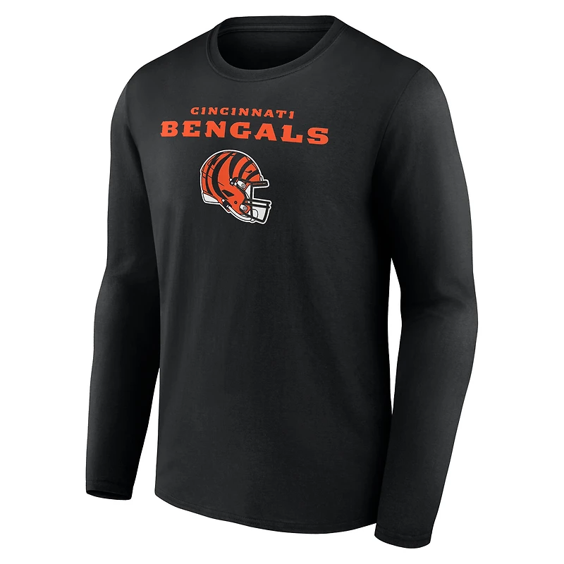 Men's Tee Higgins Black Cincinnati Bengals Team Wordmark Name & Number Long Sleeve T-Shirt
