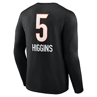 Men's Tee Higgins Black Cincinnati Bengals Team Wordmark Name & Number Long Sleeve T-Shirt