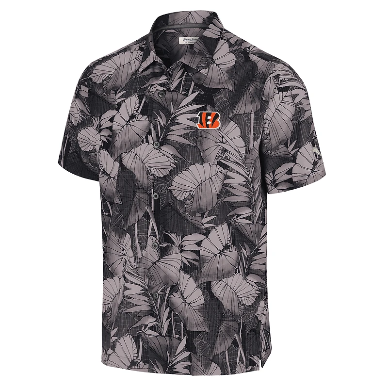 Men's Tommy Bahama Black Cincinnati Bengals Big & Tall Coast Nuevo Fronds IslandZone Button-Up Shirt
