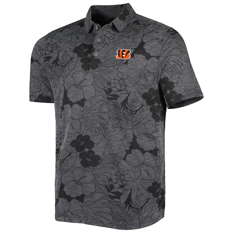 Men's Tommy Bahama Black Cincinnati Bengals Miramar Blooms Polo