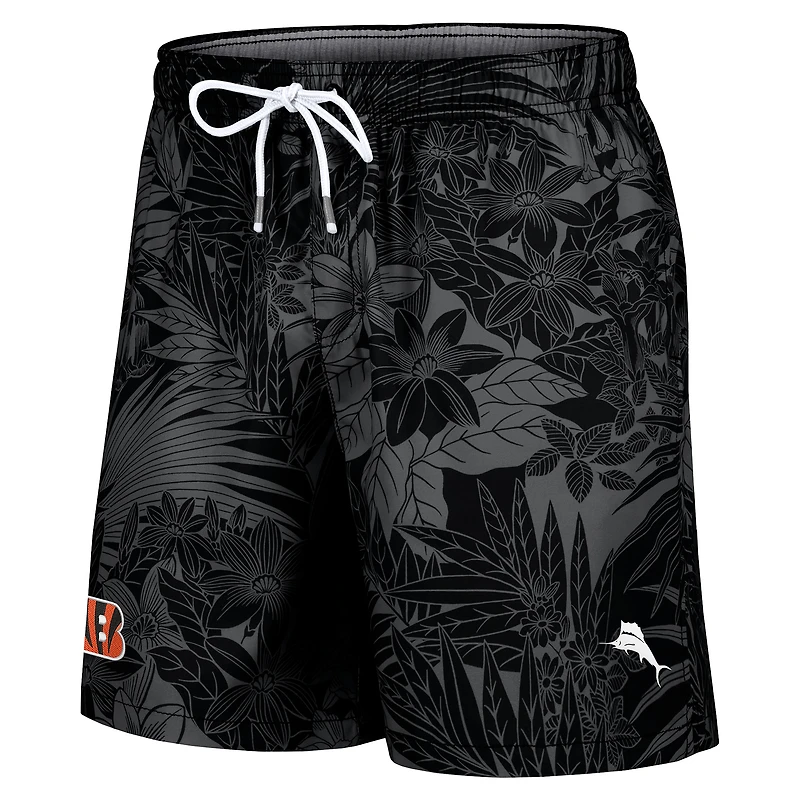 Men's Tommy Bahama Black Cincinnati Bengals Santiago Palms Board Shorts
