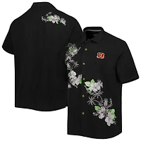 Men's Tommy Bahama Black Cincinnati Bengals Sport Azule Oasis Camp Button-Up Shirt