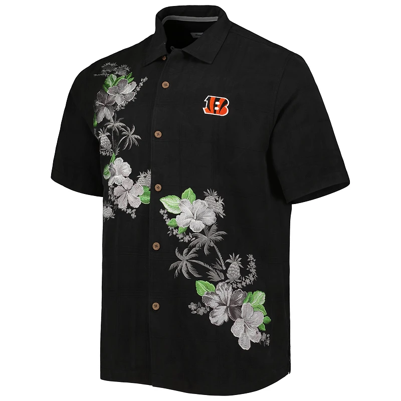 Men's Tommy Bahama Black Cincinnati Bengals Sport Azule Oasis Camp Button-Up Shirt