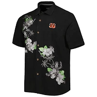 Men's Tommy Bahama Black Cincinnati Bengals Sport Azule Oasis Camp Button-Up Shirt