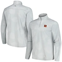 Men's Tommy Bahama Gray Cincinnati Bengals Delray Frond IslandZone Half-Zip Sweatshirt