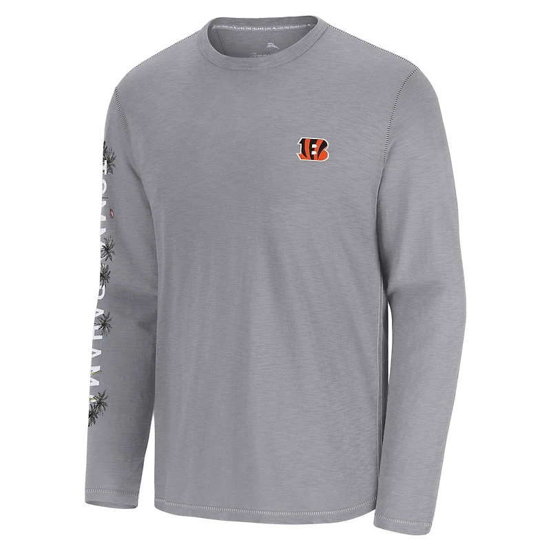 Men's Tommy Bahama Gray Cincinnati Bengals Oasis Endzone Lux Long Sleeve T-Shirt