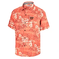 Men's Tommy Bahama Orange Cincinnati Bengals Coconut Point Isla Palmetta Camp Button-Up Shirt