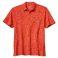 Men's Tommy Bahama Orange Cincinnati Bengals IslandZone Wild Hibiscus Tri-Blend Polo
