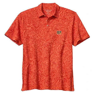 Polo Tommy Bahama IslandZone Wild Hibiscus Tri-Blend orange pour homme, motif Cincinnati Bengals