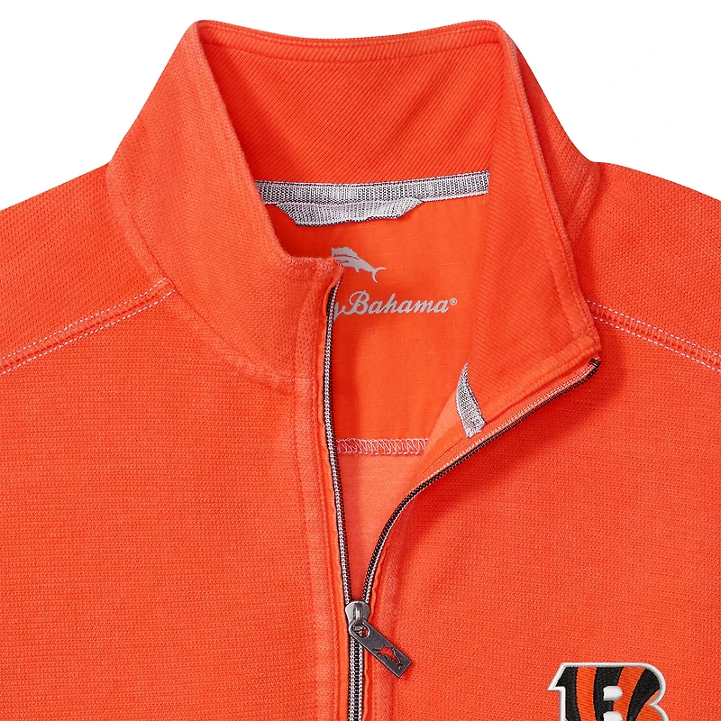 Pull Tommy Bahama orange Sport Tobago à demi-zip pour homme des Bengals de Cincinnati